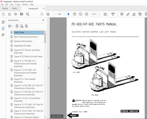 BT Prime Mover PE-60C HT-60C Electric Center Control Low Lift Truck Parts Manual - PDF DOWNLOAD