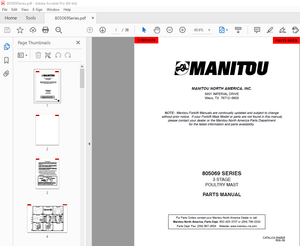 Manitou Forklift 805069 SERIES 3 STAGE POULTRY MAST Parts Manual – PDF DOWNLOAD