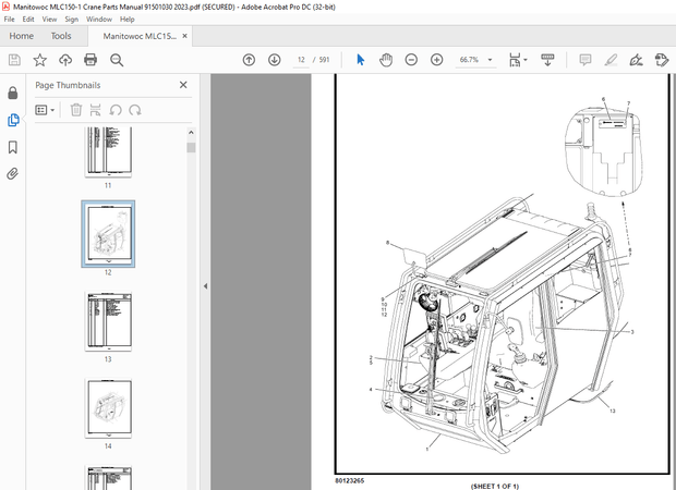 Manitowoc Crane MLC150-1 Parts Manual SN 91501030 – PDF DOWNLOAD