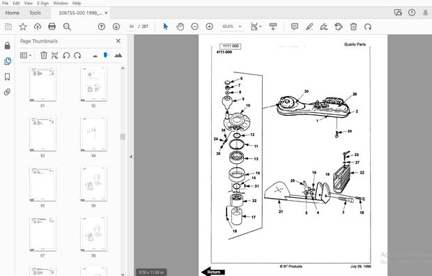 BT FORFLIFT RRX35/45, RDX30, RSX40/50 QUALITY PARTS MANUAL 306755-000 July 1998 - PDF DOWNLOAD