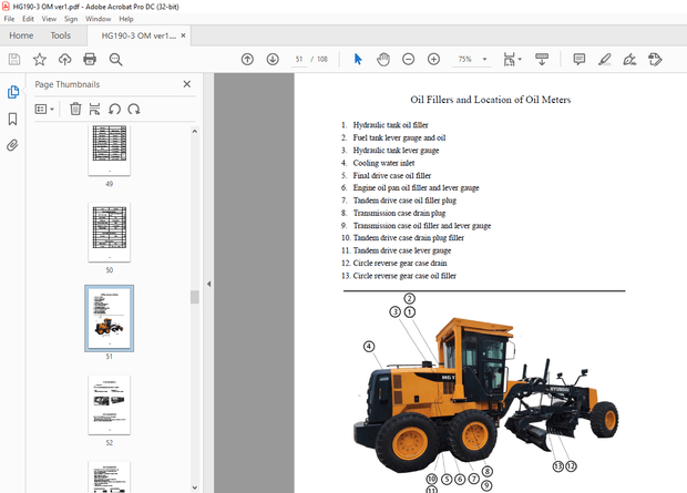 Hyundai HG190-3 Motor Grader Operation &amp; Maintenance Manual 2023 – PDF DOWNLOAD