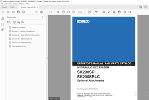 Kobelco SK200SR  SK200SRLC Hydraulic Excavator Operator&#x27;s Manual - PDFDOWNLOAD
