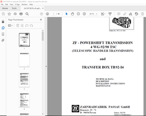 ZF Powershift Transmission 4 WG-92/98 TSC Instruction Maintenance Manual - PDF DOWNLOAD