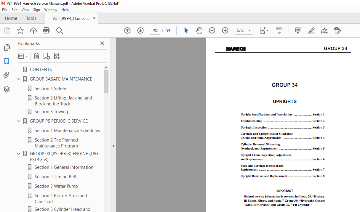 Crown Forklift V34 PNEUMATIC LOT 9994 [ PSI 4G63 Engine] Service Manual ...