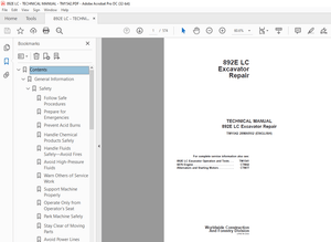 John Deere 892E LC Excavator Repair TECHNICAL MANUAL TM1542 - PDF DOWNLOAD