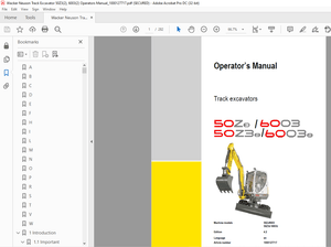 Wacker Neuson Track Excavator 50Z³ 6003 50Z3(2) 6003(2) Operator’s Manual – PDF DOWNLOAD