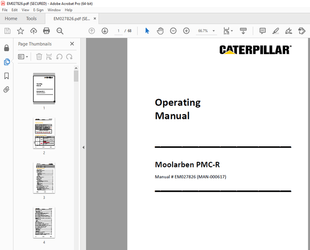 CAT Moolarben PMC-R Operating Manual EM027826 - PDF DOWNLOAD
