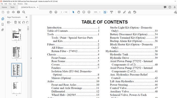 Gehl AL140 Articulated Loader (SN 13000 and Up) Parts Manual 50940347B – PDF DOWNLOAD