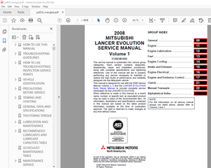 Mitsubishi 2008 Lancer Evolution X Service Manual (Vol 1 &amp; 2 &amp; 3) – PDF DOWNLOAD