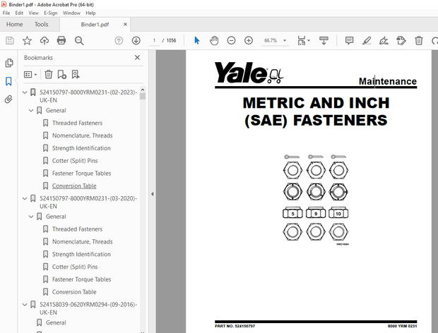 Yale Forklift C814 (ERC030-040AH) Service Manual – PDF DOWNLOAD