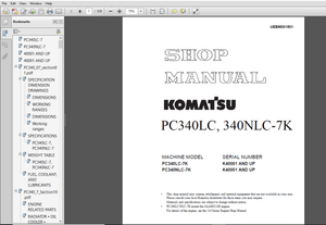 Komatsu PC340LC-7K, PC340NLC-7K Hydraulic Excavator Shop Manual - PDF DOWNLOAD