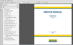 New Holland Tractor TD95D HC Service Manual -  PDF DOWNLOAD