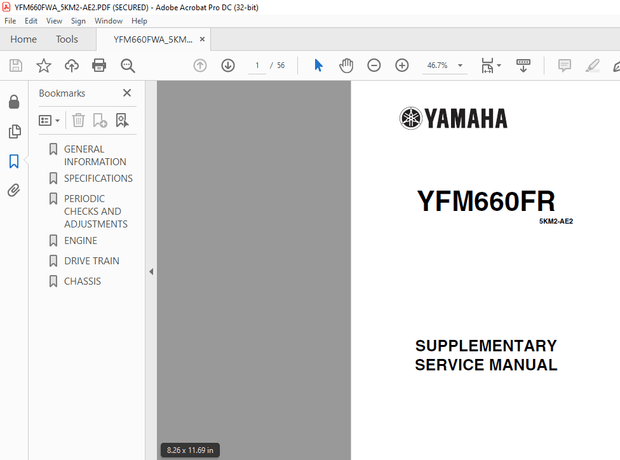 Yamaha YFM660FR 5KM2-AE2 SUPPLEMENTARY SERVICE MANUAL - PDF DOWNLOAD