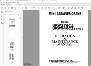 FURUKAWA UNIC MINI-CRAWLER CRANE URW376C2 URW540C2 Series Operation &amp; Maintenance Manual PDF