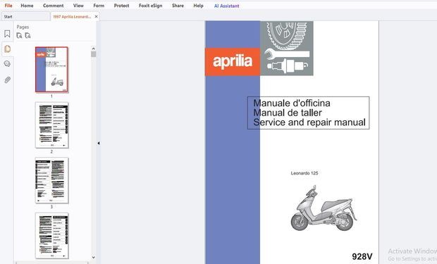 1997 Aprilia Leonardo 125 Service &amp; Repair Manual - PDF DOWNLOAD