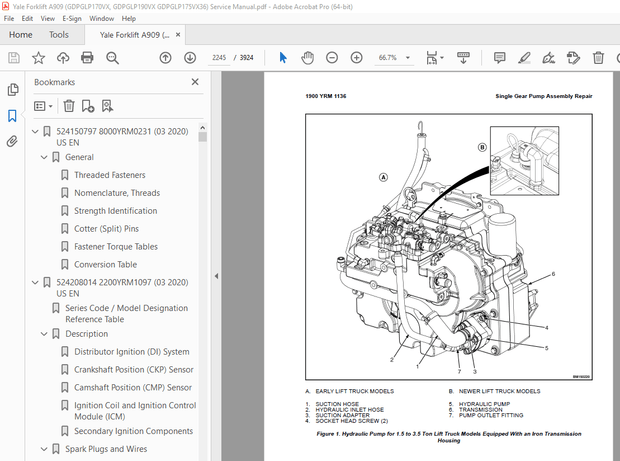 Yale Forklift A909 (GDPGLP170VX, GDPGLP190VX GDPGLP175VX36) Service Manual PDF