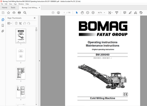 Bomag BM 2000 60 Cold Milling Machine Operating instructions Manual SN 82183626 – PDF DOWNLOAD