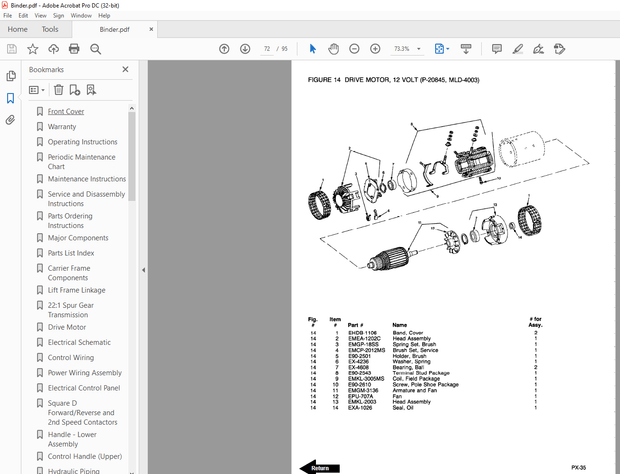 BT Prime-Mover Forklift PX40/PX40R ELECTRIC PALLET TRUCKS Parts Manual – PDF DOWNLOAD