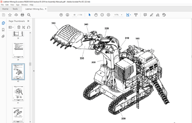 Liebherr R9200 Hydraulic excavator Backoe attachment Assembly Manual – PDF DOWNLOAD