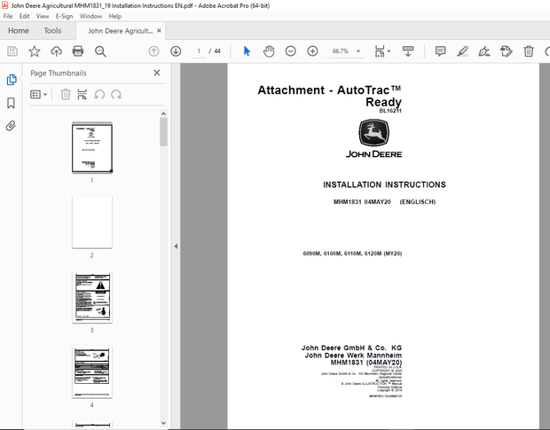 John Deere 6090M, 6100M, 6110M, 6120M (MY20) Instruction Manual MHM1831 - PDF DOWNLOAD