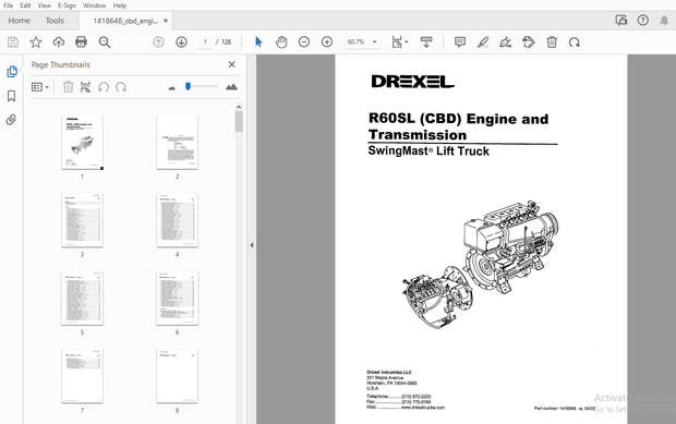 Drexel SwingMast Lift Truck R60SL (CBD) Engine and Transmission 1418648 – PDF DOWNLOAD