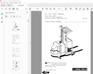BT Prime Mover OE-15C Electric Order Selector Parts Manual - PDF DOWNLOAD