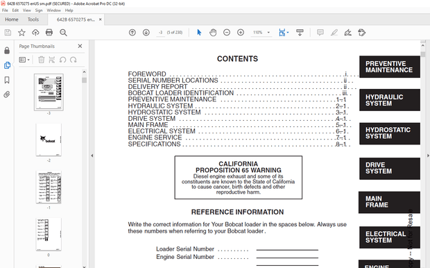 Bobcat 642B Loader Service Manual 6570275 (6-12) - PDF DOWNLOAD