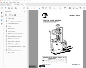BT Prime Mover RRX35 RRX45 RDX30 RSX40 RSX50 Electric Electrical Rider Truck Parts Manual PDF 