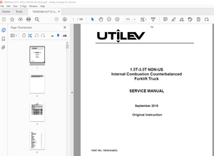 UTILEV 1.5T-3.5T NON-US Internal Combustion Forklift Truck Service Manual PDF