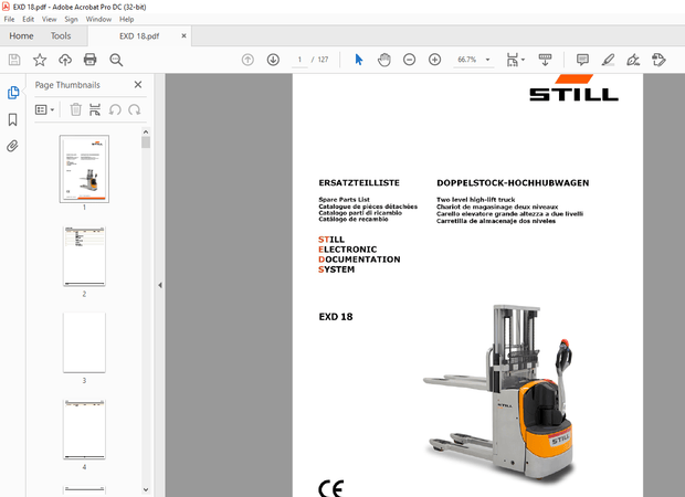 STILL STED Forklift EXD 18 Two level high-lift truck Spare Parts List Manual – PDF DOWNLOAD