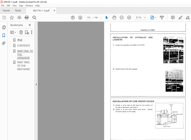 Hitachi Hydraulic Excavator UH501 Operation Manual(EM176-1-3) – PDF DOWNLOAD