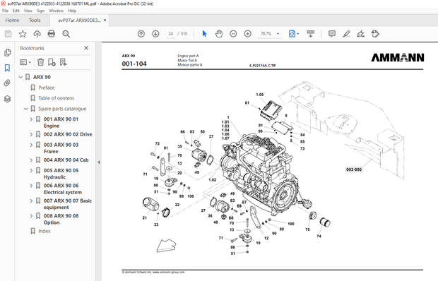 Ammann ARX 90 Tandem Roller Deutz Tier 3 Parts Manual 4122033 - PDF