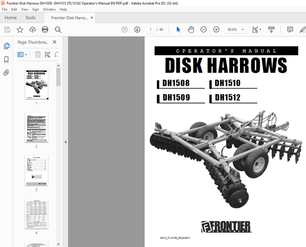 Frontier Disk Harrows DH1508 DH1509 DH1510 DH1512 Operator’s Manual – PDF DOWNLOAD