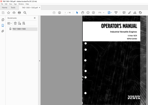 VOLVO Penta 13Liter SCR (EPA/CARB) Industrial Versatile Engine Operators Manual – PDF DOWNLOAD
