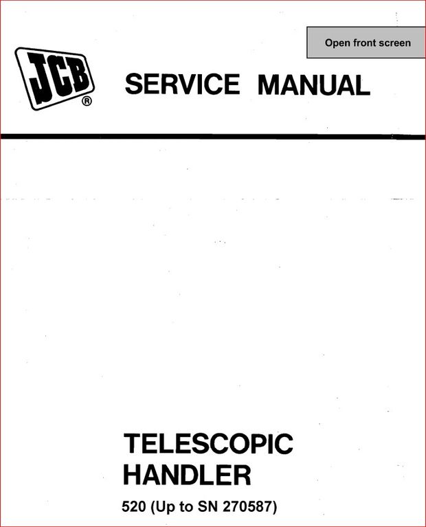 Jcb 520 Telescopic Handler Service Manual - PDF DOWNLOAD