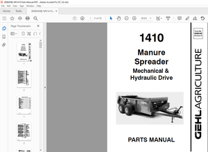 Gehl Manure Spreaders Mechanical &amp; Hydraulic Drive 1410 Parts Manual(908045B) – PDF DOWNLOAD