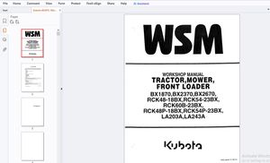 Kubota BX1870, BX2370, BX2670, RCK48-18BX, RCK54-23BX, RCK60B-23BX RCK48P-18BX Workshop Manual - PDF