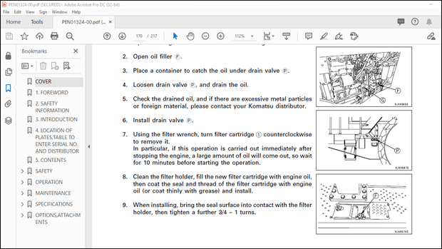 Komatsu Trash Compactor WF650T-3 Operation &amp; Maintenance Manual PEN01324-00 – PDF DOWNLOAD