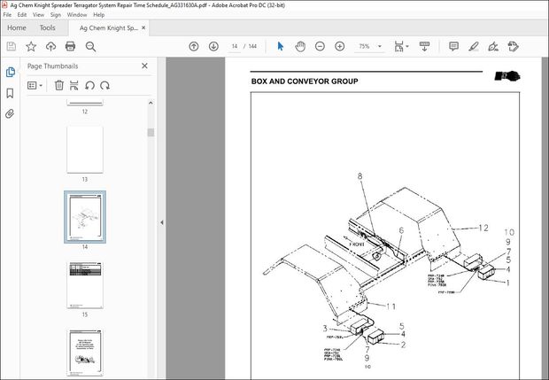 Ag Chem Knight Spreader Terragator System Repair Time Schedule Manual_AG331630A – PDF DOWNLOAD