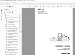 Ammann ARS 200 Single Drum Roller Operating Manual 3043017 - PDF