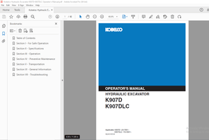 Kobelco K907D K907DLC Hydraulic Excavator Operator’s Manual – PDF DOWNLOAD