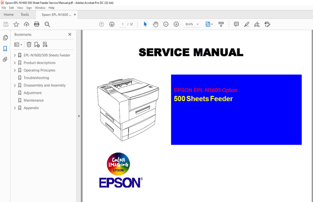 Epson EPL-N1600/ 500 Sheet Feeder Service Manual - PDF DOWNLOAD