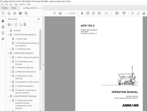 Ammann AFW 150-2 Asphalt Paver, Wheeled Operating Manual 3016546 PDF