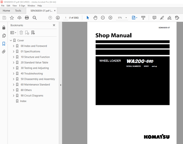 Komatsu WA200-8E0 Wheel Loader Shop Manual SEN06859-07 - PDF DOWNLOAD 