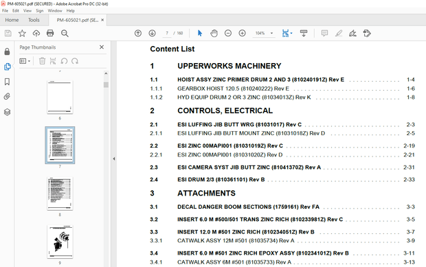 Manitowoc Crane MLC300 Luffing Jib Parts Manual SN 605021 - PDF