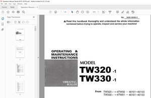 Sakai Vibrating Roller TW320-1 TW330-1 Operation &amp; Maintenance Manual – PDF DOWNLOAD