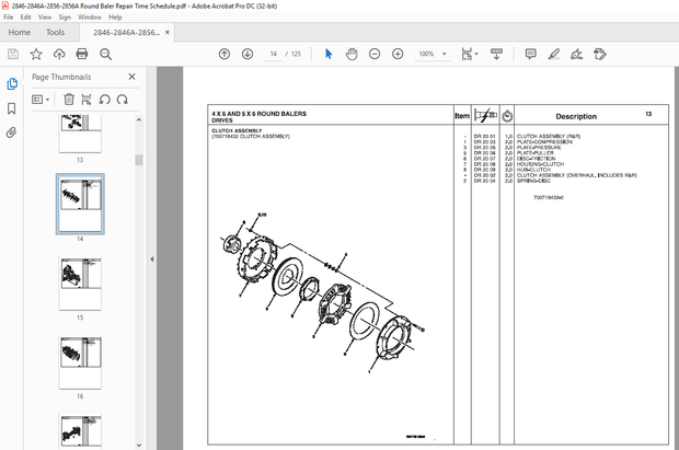 AGCO NA 2846 2846A 2856 2856A Round Baler REPAIR TIME SCHEDULE Manual 79034248B – PDF DOWNLOAD