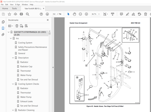 Yale Forklift B810 (GPGLP030-040AF) Service Manual – PDF DOWNLOAD