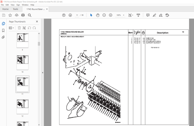 Agco 1745 Round Baler REPAIR TIME SCHEDULE MANUAL 79034416 A – PDF DOWNLOAD