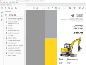 Wacker Neuson Crawler Excavator 3503 Spare Parts List manual - PDF DOWNLOAD